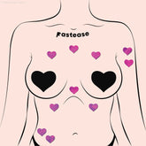 Body Minis: 10 Mini Pink Holographic Hearts Nipple & Body Pasties by Pastease®-French Quarter Lingerie